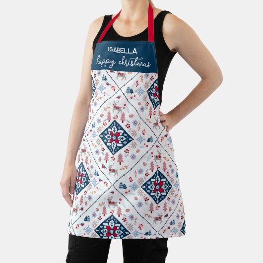 Nordische Weihnachten mit Rentier und Schneeflocke Schürze (InSitu)