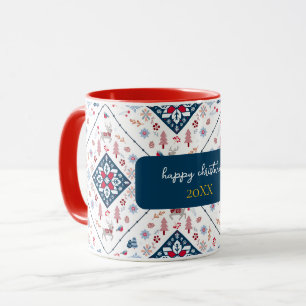 Nordische Weihnachten mit Rentier und Schneeflocke Tasse