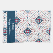 Nordische Weihnachten mit Schneeflocken und Rentie Geschirrtuch (Horizontal)