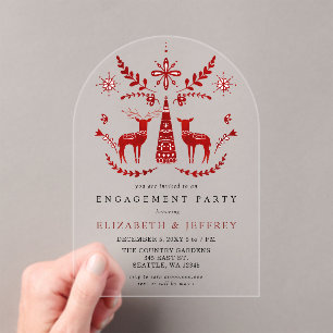 Nordische Weihnachts-Engagement-Party für Braut un Acryleinladungen