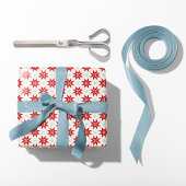 Nordische Weihnachts-Rote Sterne und Blaue Schneel Geschenkpapier