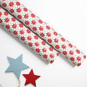 Nordische Weihnachts-Rote Sterne und Blaue Schneel Geschenkpapier