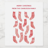 Nordische Weihnachtsbaumplanen - Rote und weiße St Weinetikett (Einzelnes Label)