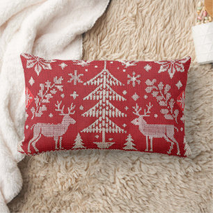 Nordische Weihnachtsbestickte Kissendecke Lendenkissen