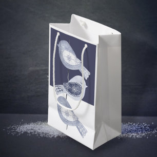 Nordische Weihnachtsblaue Vögel Kleine Geschenktüte