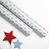 Nordische Weihnachtsblauer Stars und Rote Schneefl Geschenkpapier