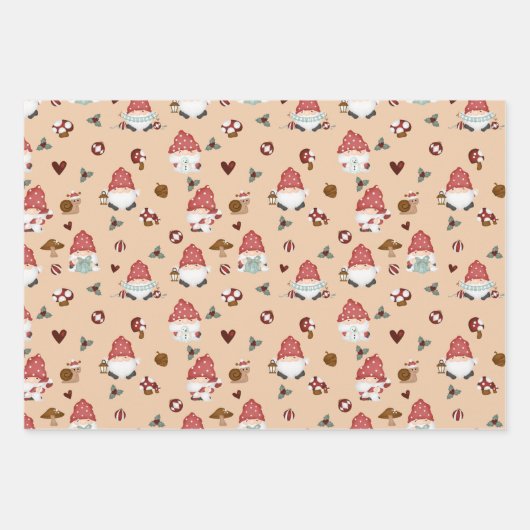 Nordische Weihnachtsgnomien Geschenkpapier Set (Vorderseite 3)