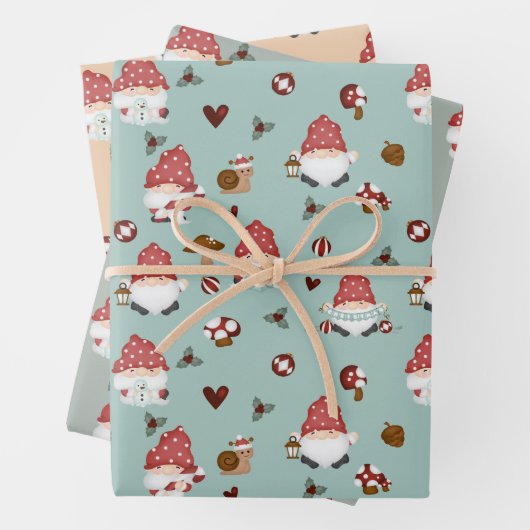 Nordische Weihnachtsgnomien Geschenkpapier Set (Beispiel)