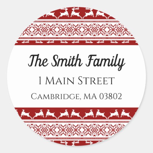 Nordische Weihnachtslandeadresse Runder Aufkleber (Vorderseite)