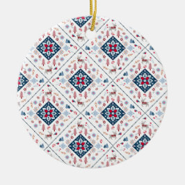 Nordische Weihnachtsmuster, Schneeflocken und Rent Keramik Ornament