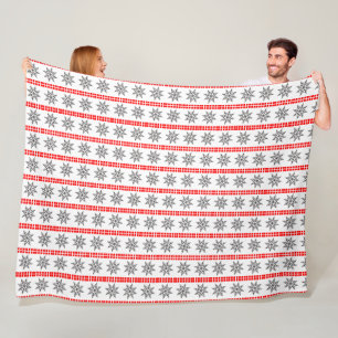Nordische Weihnachtsschneeflockenmuster grau-weiß Fleecedecke