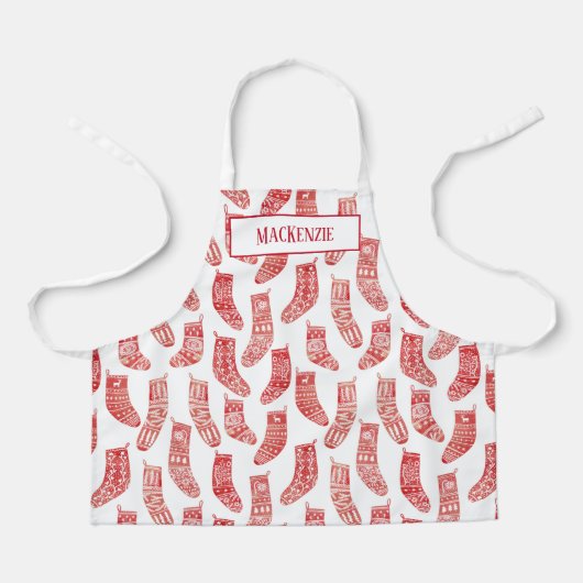 Nordische WeihnachtsStrümpfe Roter und Weißer Indi Schürze (Vorderseite)