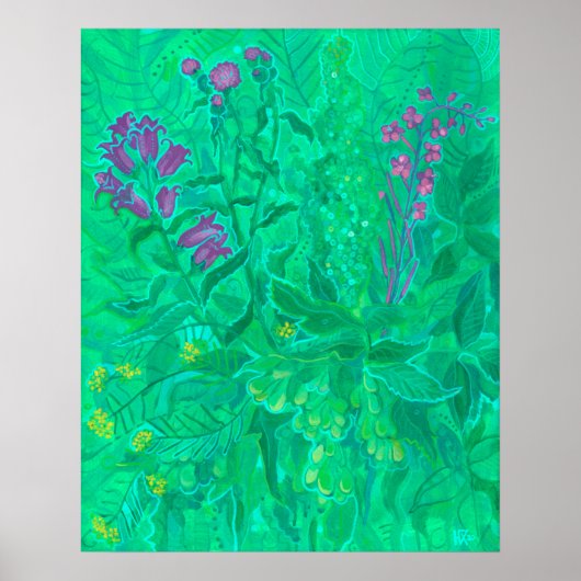 Nordische Wildblumen Sommer-Blume Blumenbemalung Poster (Vorne)