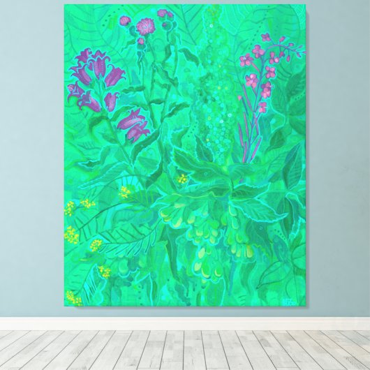 Nordische Wildblumen Sommer-Blume Blumengestein Leinwanddruck (Insitu (Holzboden))