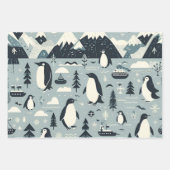 Nordische Winter-Rentierpinguine - Siegel Abstrakt Geschenkpapier Set (Vorderseite)