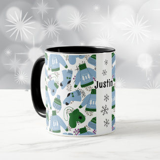 Nordische Wintersüßer und Mittens-Blaue Tasse
