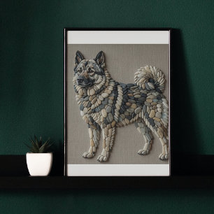 Nordischer Elchhund Natürlicher Kieselstein-Mosaik Poster