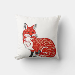 Nordischer Fox mit Leaf-Mustern Kissen