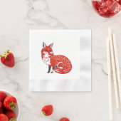 Nordischer Fox mit Leaf-Mustern Serviette (Beispiel)