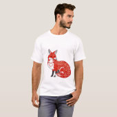 Nordischer Fox mit Leaf-Mustern T-Shirt (Vorne ganz)