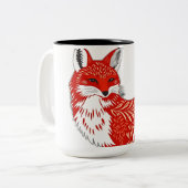 Nordischer Fox mit Leaf-Mustern Zweifarbige Tasse (Vorderseite Links)
