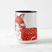 Nordischer Fox mit Leaf-Mustern Zweifarbige Tasse (Mittel)