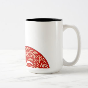 Nordischer Fox mit Leaf-Mustern Zweifarbige Tasse