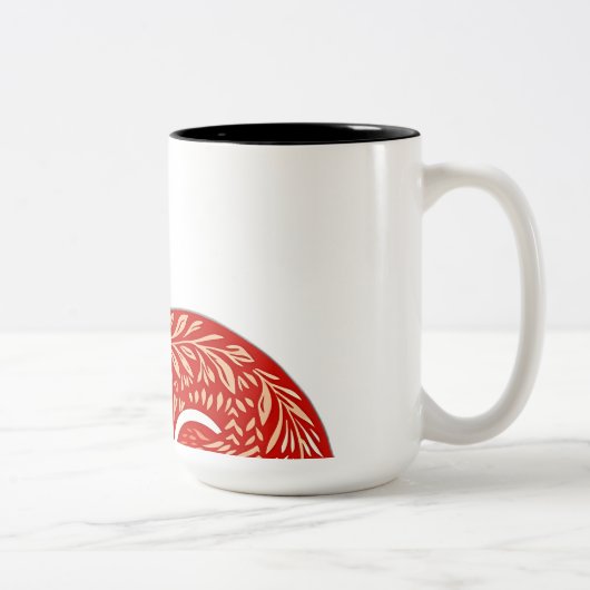 Nordischer Fox mit Leaf-Mustern Zweifarbige Tasse (Rechts)