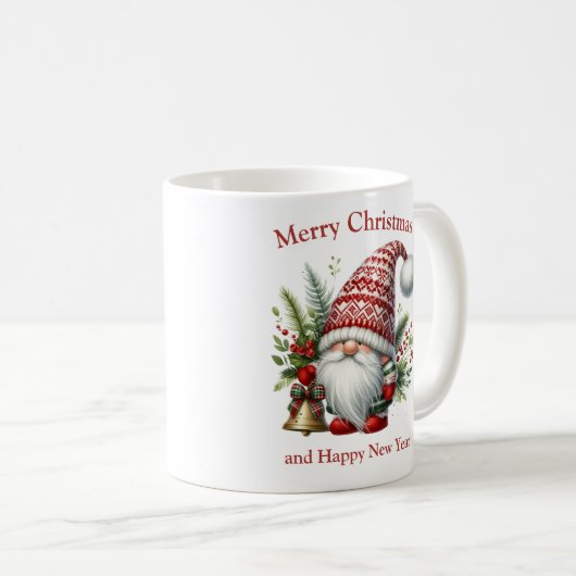 Nordischer Gnome mit Weihnachtsglocken und -dekora Kaffeetasse (VorderseiteRechts)