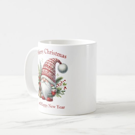 Nordischer Gnome mit Weihnachtsglocken und -dekora Kaffeetasse (Vorderseite Links)