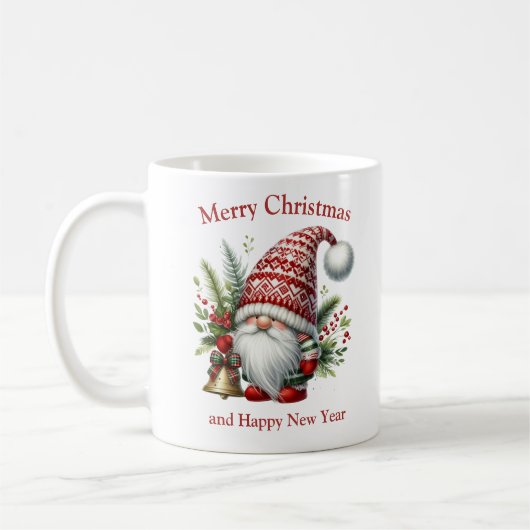 Nordischer Gnome mit Weihnachtsglocken und -dekora Kaffeetasse (Links)