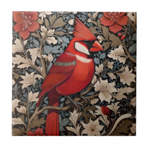 Nordischer Kardinal Bird William Morris Inspiriert Fliese
