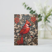 Nordischer Kardinal Bird William Morris Inspiriert Postkarte (Stehend Vorderseite)