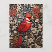 Nordischer Kardinal Bird William Morris Inspiriert Postkarte (Vorderseite)