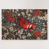Nordischer Kardinal Bird William Morris Inspiriert Puzzle (Horizontal)
