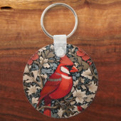 Nordischer Kardinal Bird William Morris Inspiriert Schlüsselanhänger (Vorderseite)