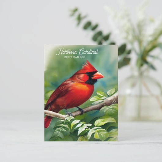 Nordischer Kardinal-Staat-Vogel der Postkarte von  (Stehend Vorderseite)