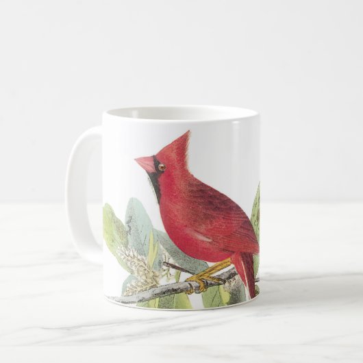 Nordischer Kardinal von Audubon Kaffee Tasse (Vorderseite Links)