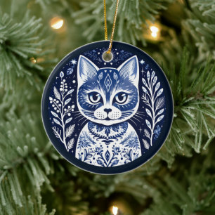 Nordischer Katzen-Schmuck Keramik Ornament