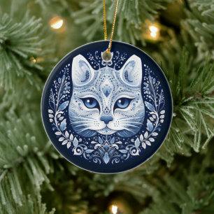 Nordischer Katzen-Schmuck Keramik Ornament