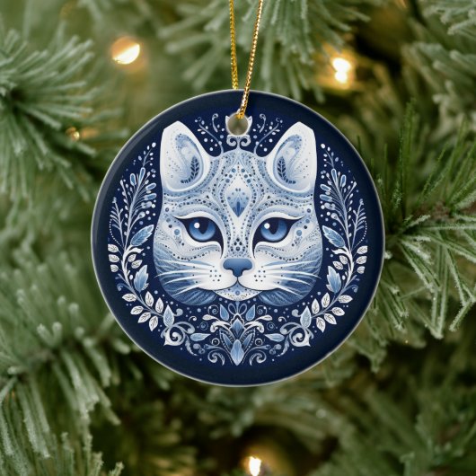 Nordischer Katzen-Schmuck Keramik Ornament (Baum)