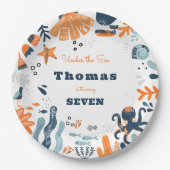 Nordischer Kindergeburtstag unter Meereslebewesen Pappteller (Vorderseite)