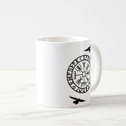 Nordischer Kompass, Runen, Huginn, Muninn, Viking Kaffeetasse (VorderseiteRechts)