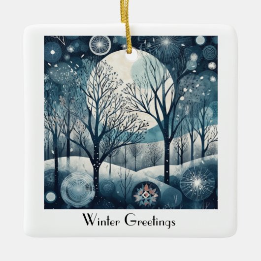 Nordischer Moonlit-Wald, kundenspezifisch Keramikornament (Vorderseite)