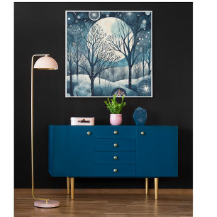 Nordischer Moonlit-Wald, kundenspezifisch Poster