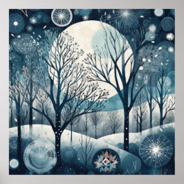 Nordischer Moonlit-Wald, kundenspezifisch Poster