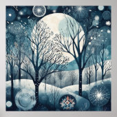 Nordischer Moonlit-Wald, kundenspezifisch Poster (Vorne)