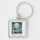 Nordischer Moonlit-Wald, kundenspezifisch Schlüsselanhänger (Vorne)