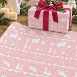 Nordischer Pullover Weiß Wintertiere Hübsches Rosa Geschenkpapier
