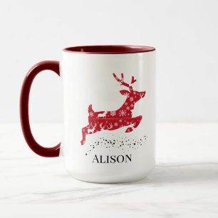 Nordischer roter und weißer Weihnachtshirsch-Beche Tasse